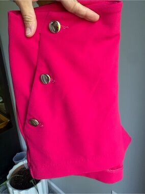 Hot Pink Mini Skirt with Silver Button Accents